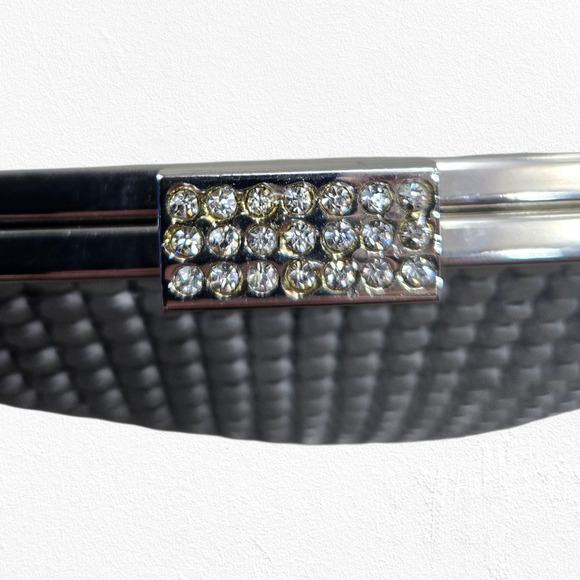 Y2K La Regale Silver Mesh Rhinestone Clutch Shoulder Bag Evening Purse 2000s - Picture 10 of 14